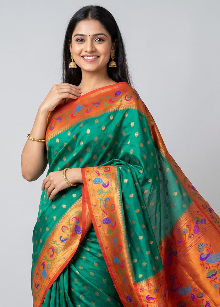 Green Kanjivaram Silk Saree With Blouse Piece