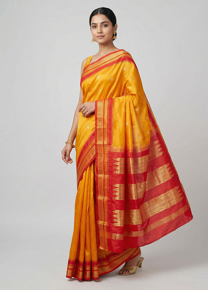 Rust Kanjivaram Silk Saree With Blouse Piece