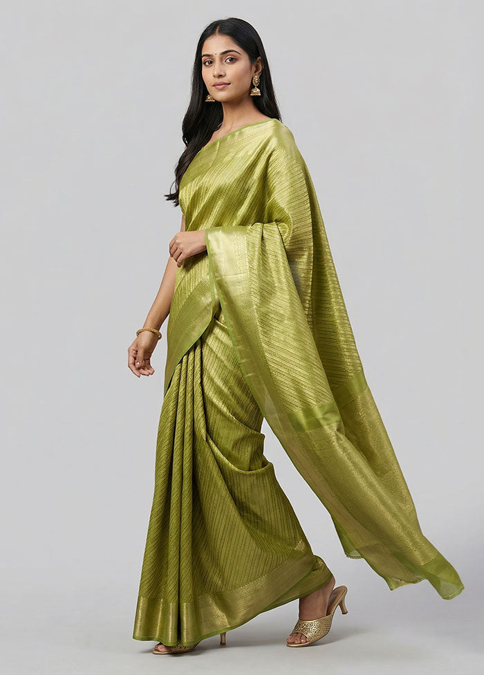 Green Handloom Kanchipuram Pure Silk Saree With Blouse Piece