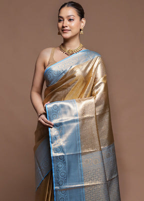 Gold Tissue Silk Saree With Blouse Piece