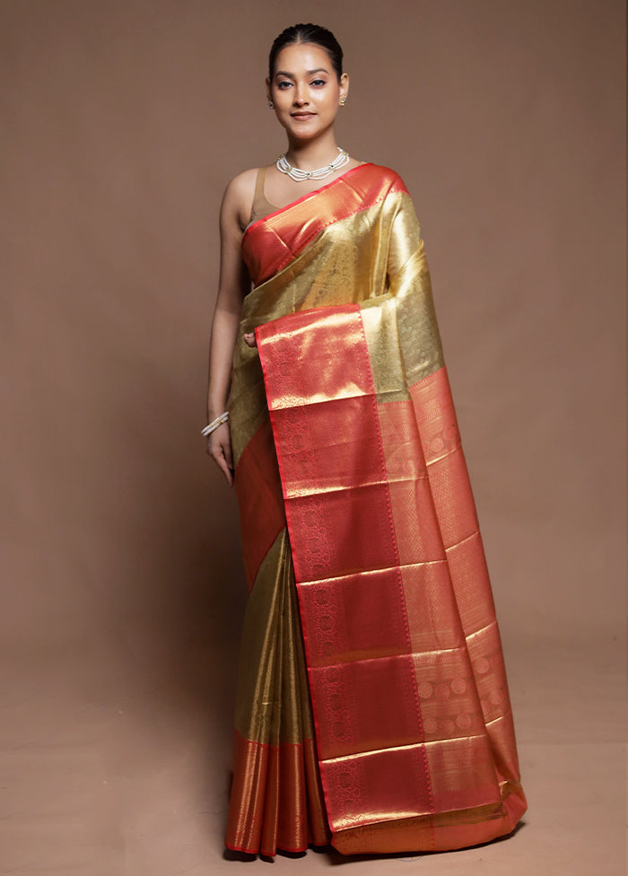 Gold Tissue Silk Saree With Blouse Piece