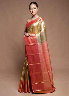 Gold Tissue Silk Saree With Blouse Piece