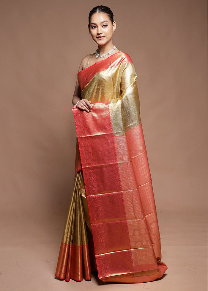 Gold Tissue Silk Saree With Blouse Piece