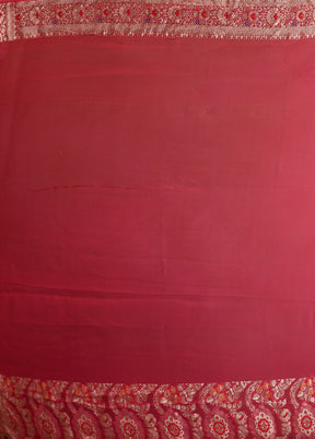 Pink Handloom Pure Georgette Saree With Blouse Piece