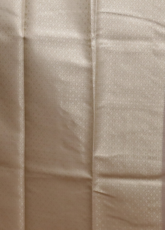 Cream Kora Silk Saree With Blouse Piece
