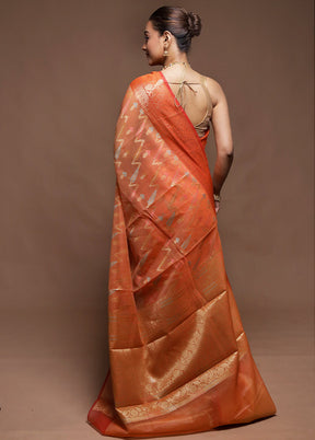 Pink Kora Silk Saree With Blouse Piece