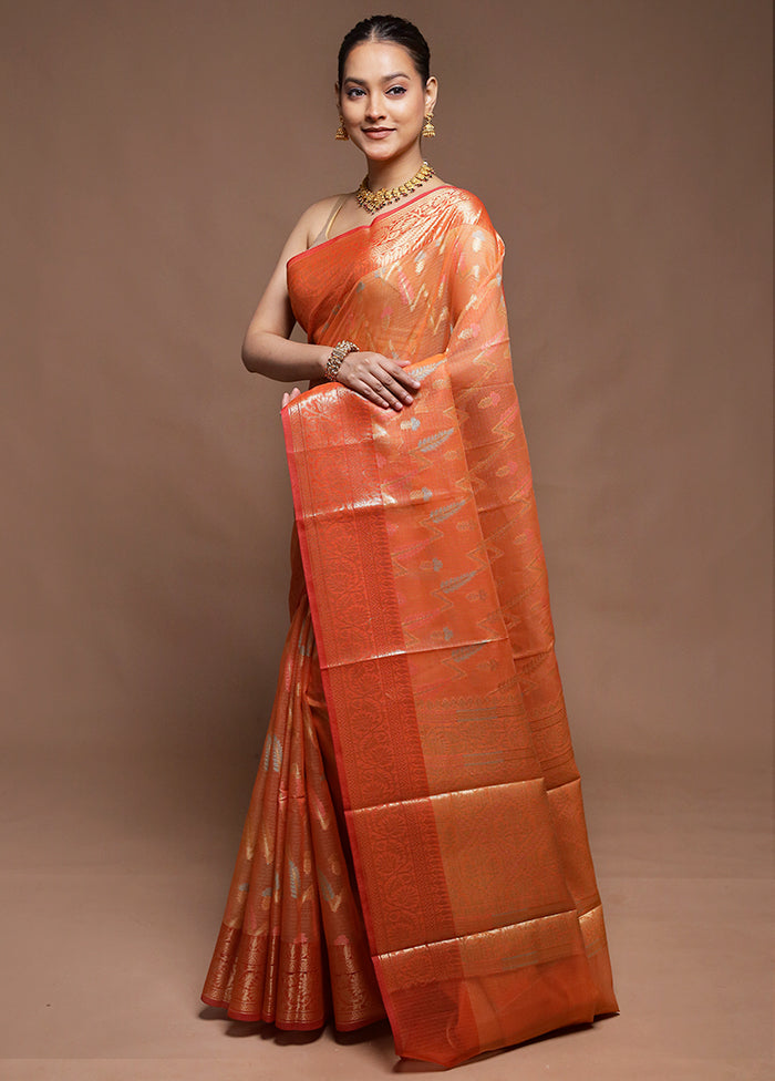 Pink Kora Silk Saree With Blouse Piece