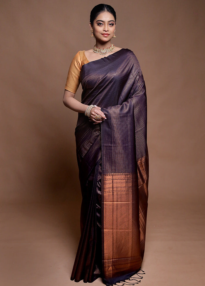 Purple Dupion Silk Saree With Blouse Piece