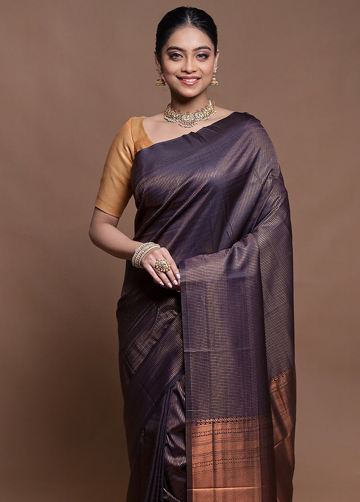 Purple Dupion Silk Saree With Blouse Piece