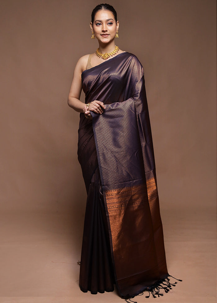 Purple Dupion Silk Saree With Blouse Piece