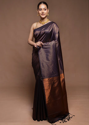 Purple Dupion Silk Saree With Blouse Piece
