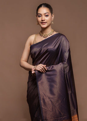 Purple Dupion Silk Saree With Blouse Piece