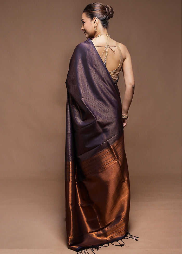 Purple Dupion Silk Saree With Blouse Piece