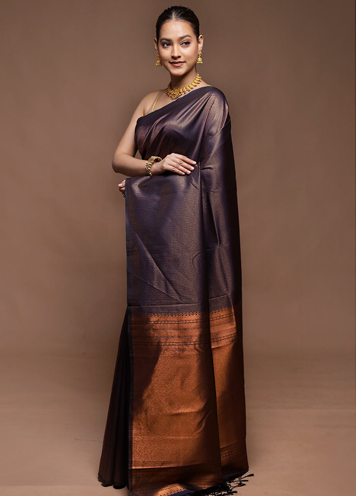 Purple Dupion Silk Saree With Blouse Piece