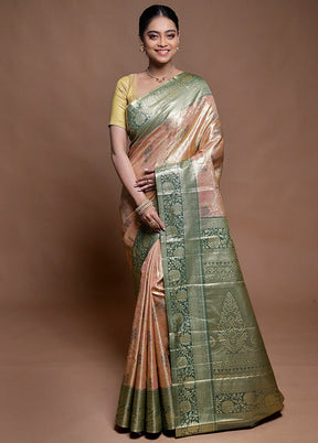 Pink Kanjivaram Silk Saree With Blouse Piece