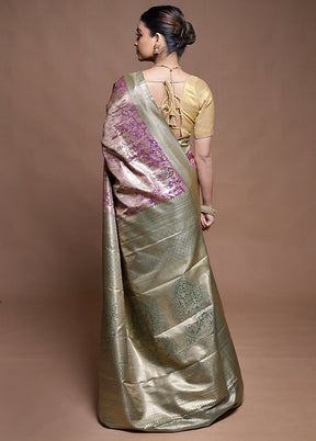 Purple Kanjivaram Silk Saree With Blouse Piece