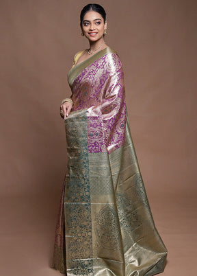 Purple Kanjivaram Silk Saree With Blouse Piece