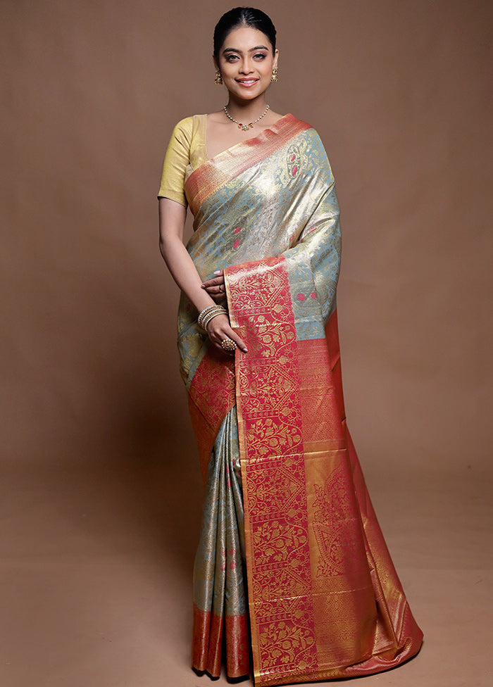 Green Kanjivaram Silk Saree With Blouse Piece