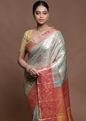 Green Kanjivaram Silk Saree With Blouse Piece