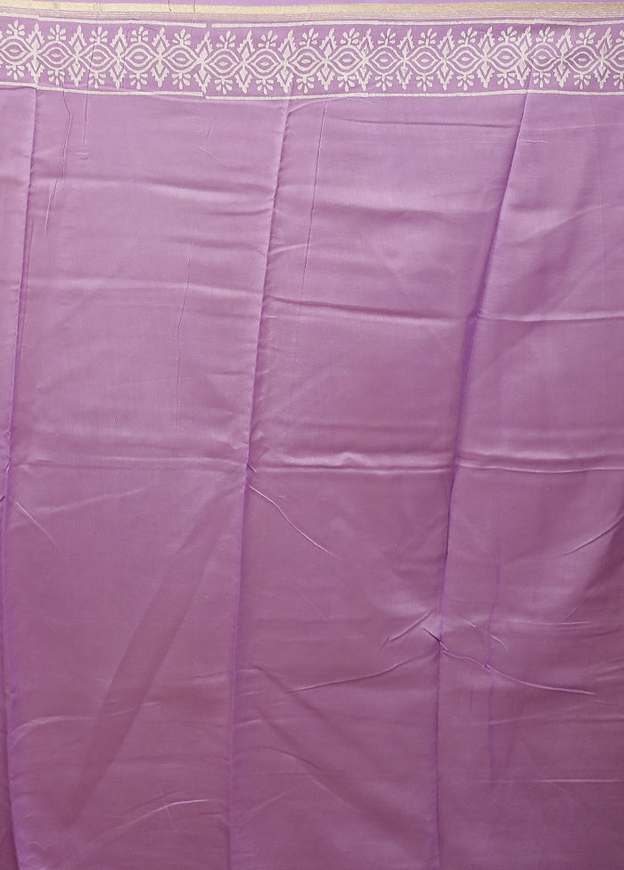 Purple Chanderi Silk Saree With Blouse Piece
