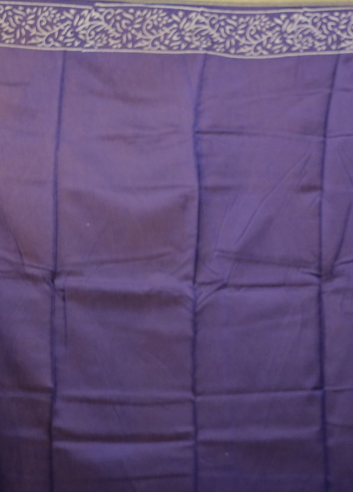 Blue Chanderi Silk Saree With Blouse Piece