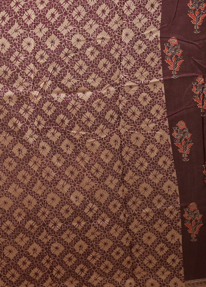 Maroon Chanderi Cotton Saree With Blouse Piece