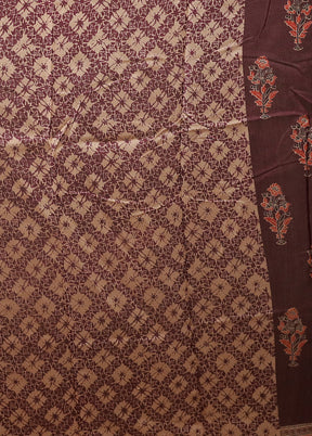 Maroon Chanderi Cotton Saree With Blouse Piece