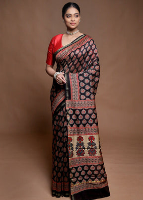 Multicolor Chanderi Cotton Saree With Blouse Piece