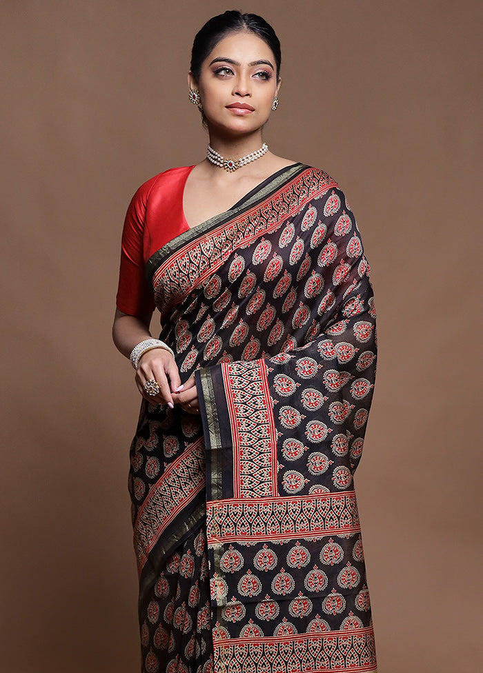 Multicolor Chanderi Cotton Saree With Blouse Piece