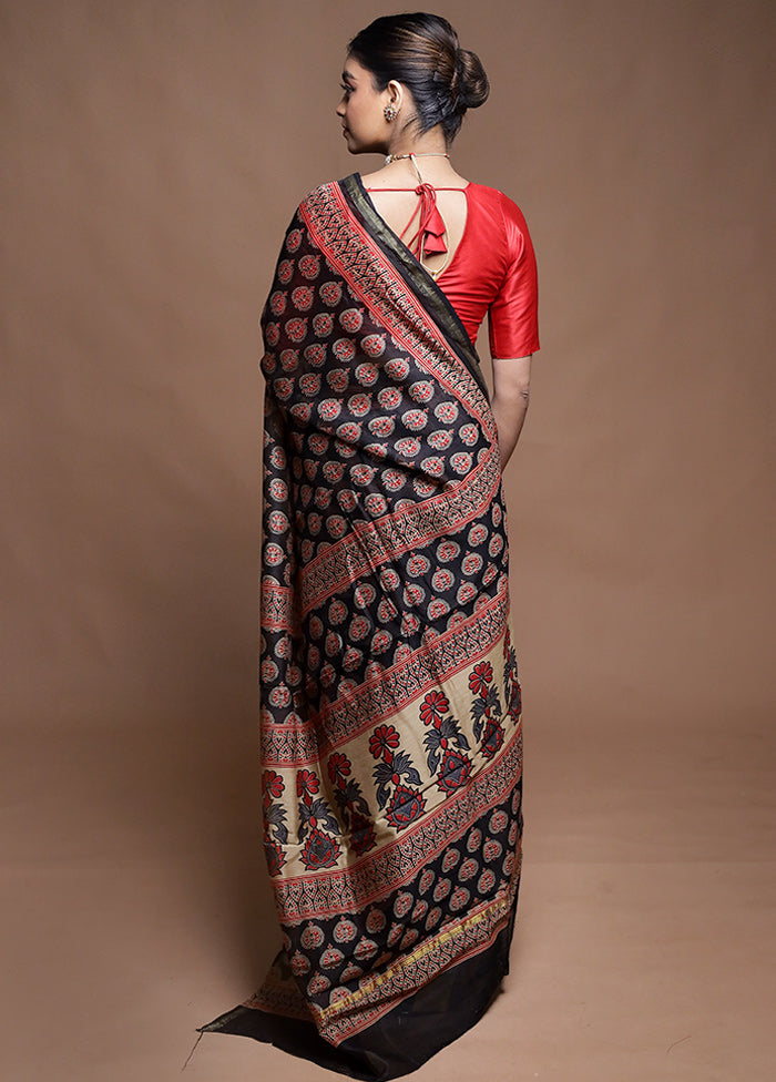 Multicolor Chanderi Cotton Saree With Blouse Piece