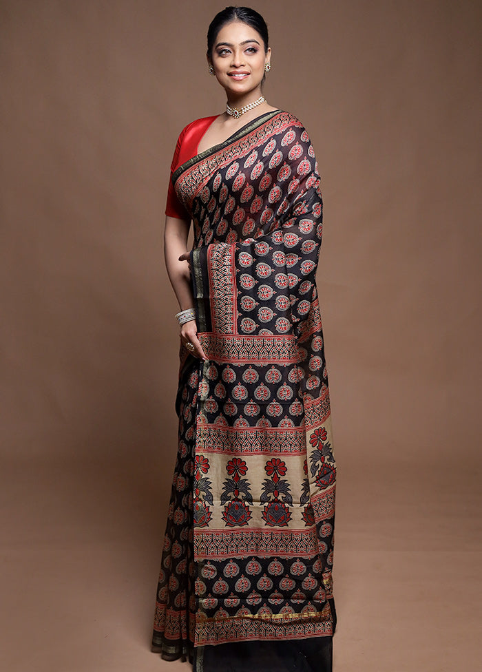 Multicolor Chanderi Cotton Saree With Blouse Piece