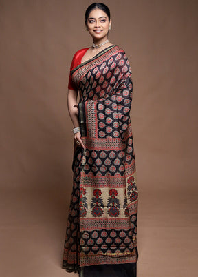 Multicolor Chanderi Cotton Saree With Blouse Piece
