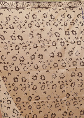 Brown Chanderi Silk Saree With Blouse Piece