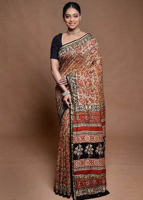 Cream Chanderi Cotton Saree With Blouse Piece