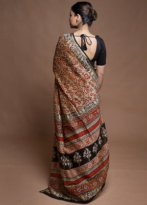 Cream Chanderi Cotton Saree With Blouse Piece
