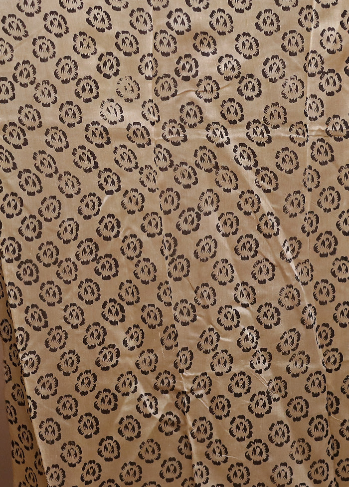 Cream Chanderi Cotton Saree With Blouse Piece