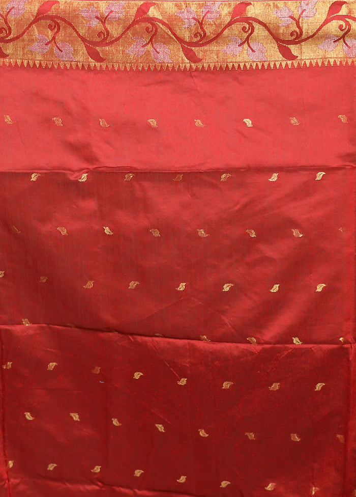 Pink Khadi Cotton Saree With Blouse Piece