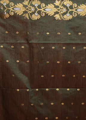 Green Cotton Saree With Blouse Piece