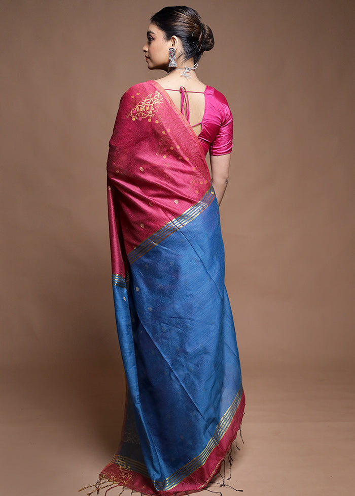 Pink Cotton Saree With Blouse Piece