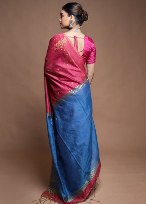 Pink Cotton Saree With Blouse Piece