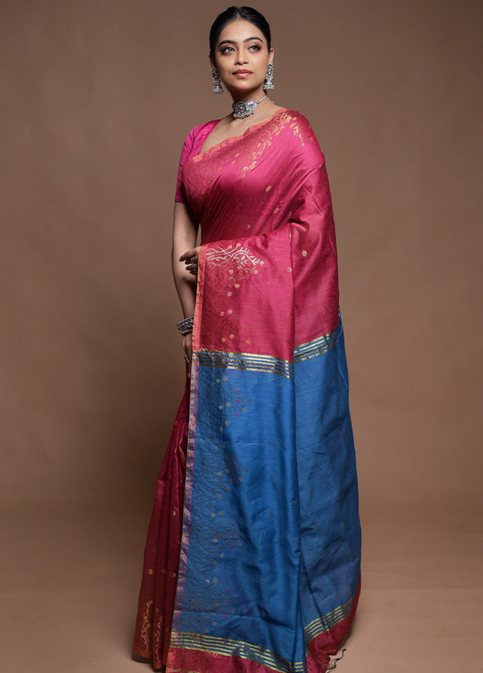 Pink Cotton Saree With Blouse Piece