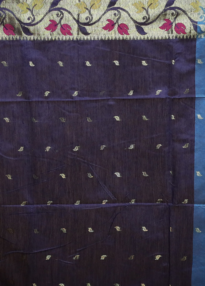 Blue Cotton Saree With Blouse Piece