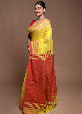 Yellow Cotton Saree With Blouse Piece