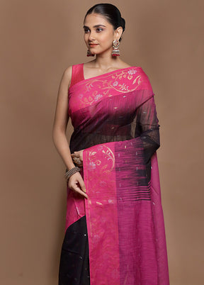 Black Cotton Saree With Blouse Piece