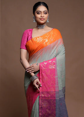Cream Cotton Saree With Blouse Piece