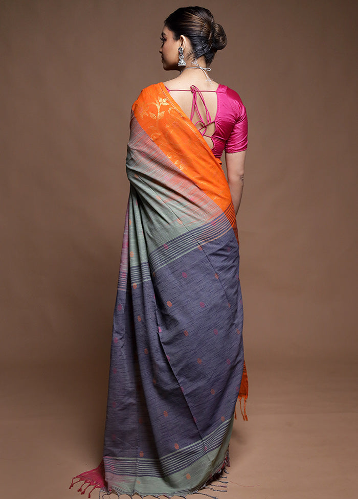 Cream Cotton Saree With Blouse Piece
