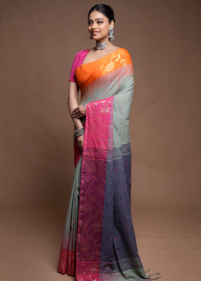 Cream Cotton Saree With Blouse Piece