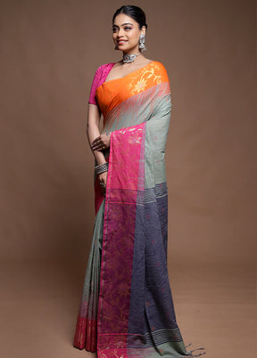 Cream Cotton Saree With Blouse Piece