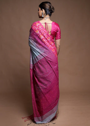 Pink Cotton Saree With Blouse Piece