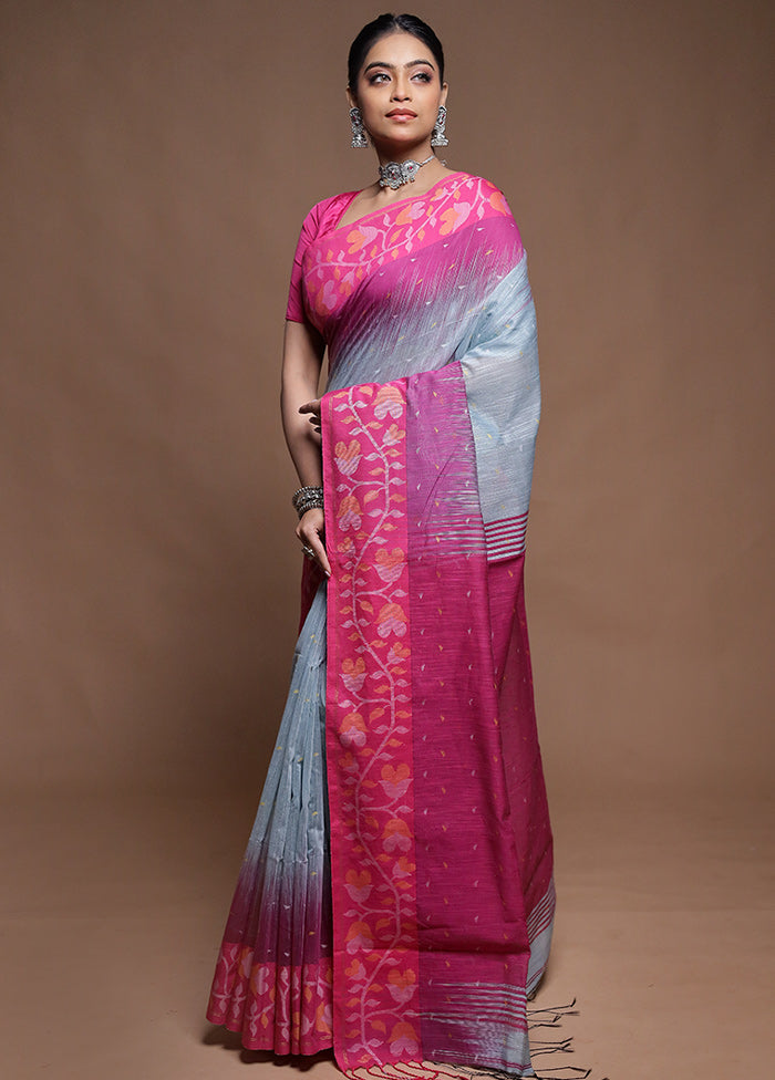 Pink Cotton Saree With Blouse Piece